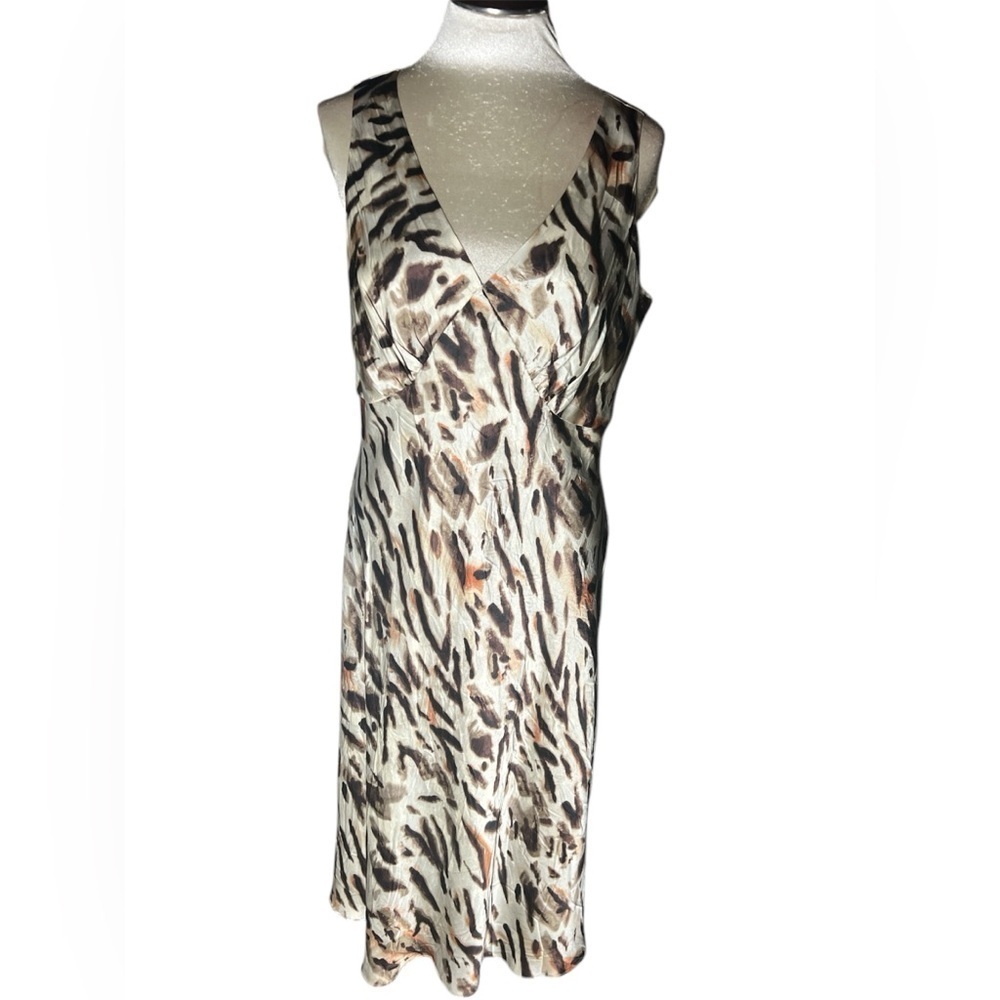 Lane Bryant vtg animal print Sleeveless Sheath 100% silk Dress 14